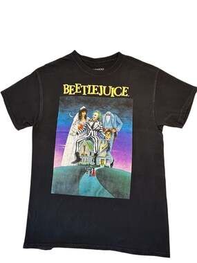 Beetlejuice Classic Movie Poster Double-Sided Graphic T-Shirt - Men's Size Mediu